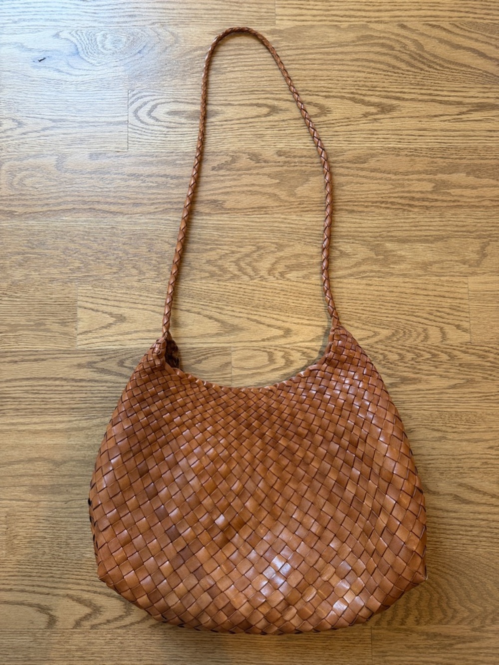 Dragon Diffusion Woven Leather Hobo in Cognac Brown